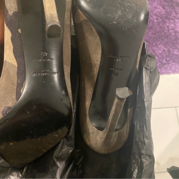 Ysl saint laurent green black and brown army fatigue suede pumps - Picture 4 of 6